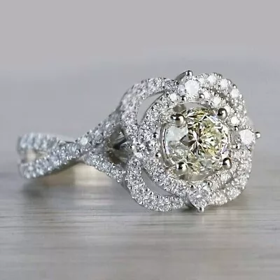 Genuine Moissanite 2 Carat Bridal Wedding Ring 14K White Gold Finish Silver • $150.14