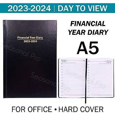 $15.95 • Buy 2023 2024 Financial Year Diary Day To View A5 Hard Cover Black DTV Day To A Page