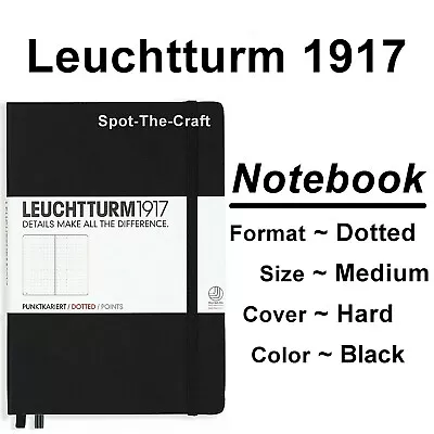 Leuchtturm1917 Dotted Journal Notebook Medium A5 Black 329398 • $10.99