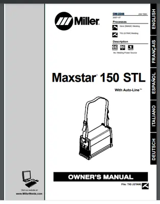 Miller Maxstar 150 STL Welder Owner Manual 20 Pages 2007 • $11