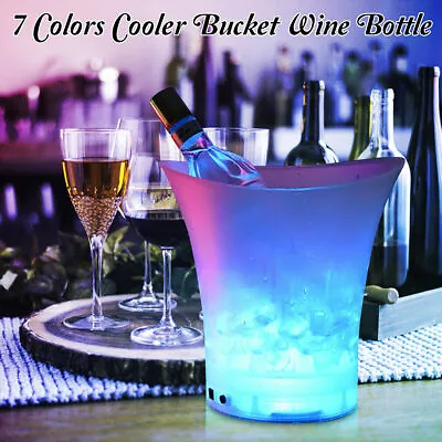 7 Color Changing Ice Bucket LED Ice Buckets Cooler Champange Drinking Party Wine • £13.59