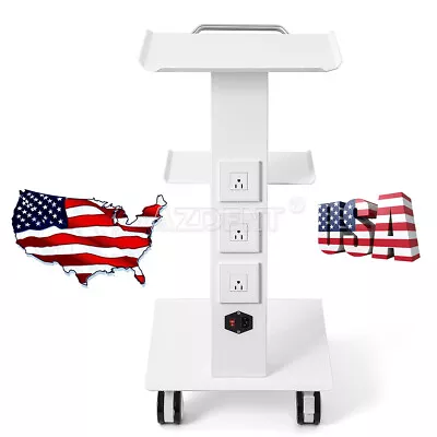 US Dental Trolley Cart Mobile Steel Cart Trolley Built-in Socket Double Castors • $183.99