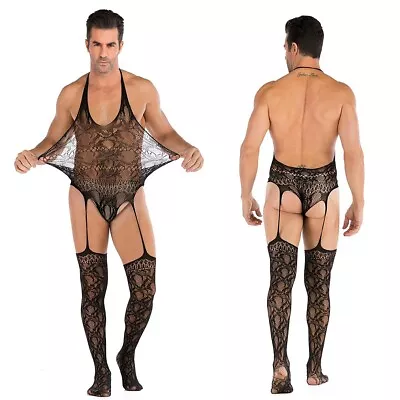 Bodysuit Underwear Spandex+Nylon Spring Summer Men Mesh Regular Length • £8.96