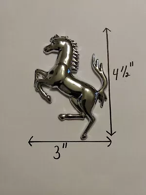 Ferrari Chrome Metal Prancing Horse Decal Emblem Aprx 4 1/2 Inches • $29