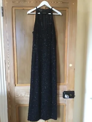 £24.99 • Buy After Six By Ronald Joyce Black Beaded Dress Size 14 Party Prom Cruise Stunning