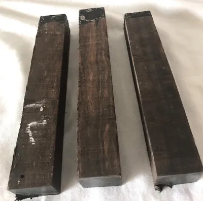 3 Gabon Ebony Wood 1x1x6 Jumbo Blanks Hair Sticks Reel Seats Pen Blanks Timber • £41.80