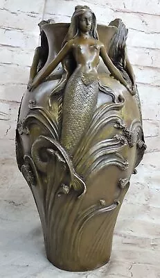 Three Beautiful Mermaid Mermaids Flower Vase Bronze Sculpture Home Decor Artwork • $284.50