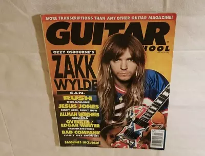 Vintage Guitar School Magazine Zakk Wylde Ozzy Osbourne Skid Row Rush 1992 • $9.99