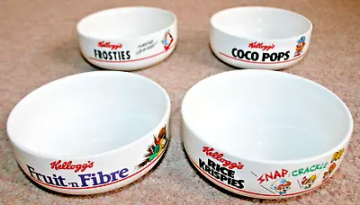 4x VTG 1987 Kellogg's Cereal Bowls Coco Pops+Rice Krispies+Frosties+Fruit &Fibre • £49.99