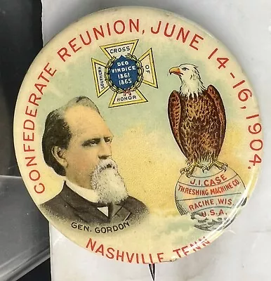 1904 UCV Confederate Veterans Reunion Medal NASHVILLE GEN. GORDON CASE MACHINE • $895