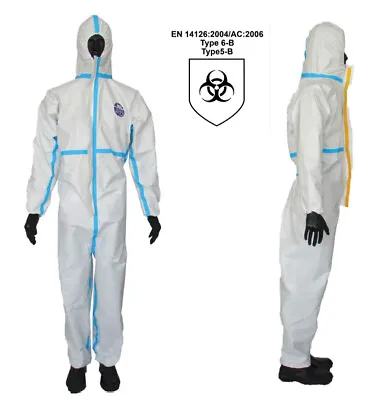 £110.96 • Buy Type 4, 6 Protection Coverall Suit Against Viruses Boiler Suit With Hood Cat 3