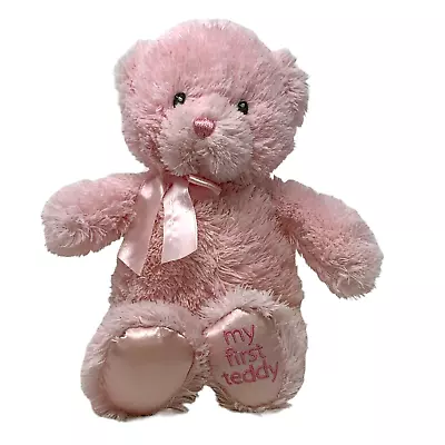 BABY GUND Pink My First Teddy Bear 10  Plush With Bow 4043949 Or 021028 • $6.25