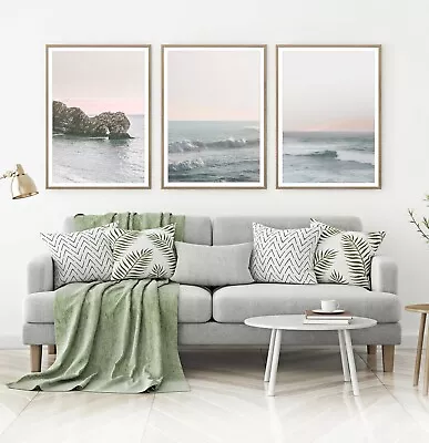$134.55 • Buy Set Of 3 Coastal Beach & Ocean Waves Wall Art Print. A3 A2 A1 Size