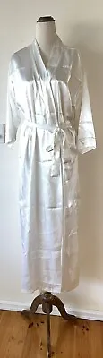 $24 • Buy Unworn Loveable White Sateen Long Dressing Gown Robe Size S