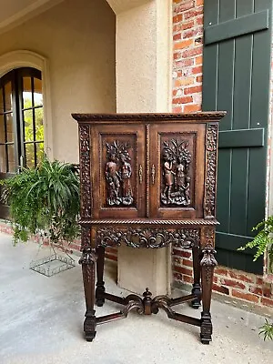 Antique French Carved Walnut Cabinet Bar Renaissance Wine Server Baroque • $6250