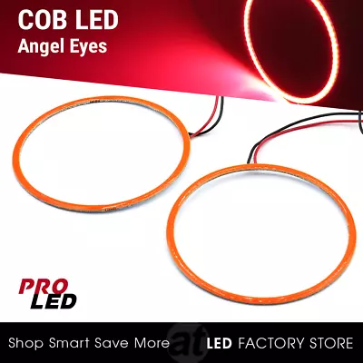 2x Angel Eyes COB Halo Ring Red 90mm LED Light Headlight Fog Housing • $15