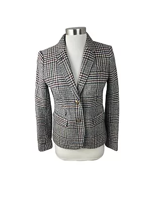 J. Crew Schoolboy Houndstooth Plaid Wool Blazer Size 2 Classic Preppy • $49.50