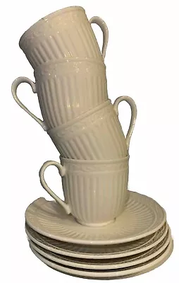 4 Mikasa Italian Countryside Dd900 Tea Coffee Cup Mugs & Saucers Off White Mint • $39.99