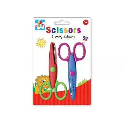 £3.08 • Buy Children's Arts And Crafts 2 Pack Of Patterned Wavy Zigzag Scissors