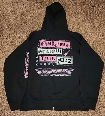 MGK Machine Gun Kelly Mainstream Sellout Tour 2022 Black Zipper Hoodie Jacket 2X • $89.98