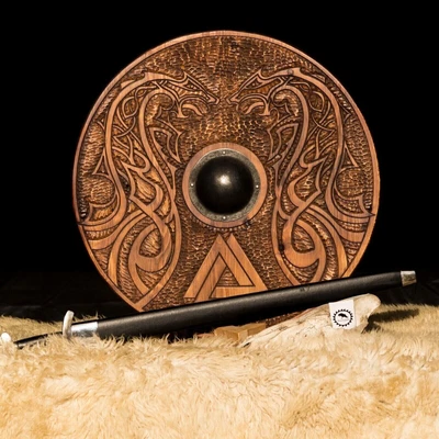 £132 • Buy Viking Shield Wooden Medieval Raven Battle Warrior Knight Shield Armor Role Play