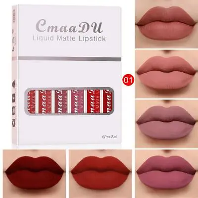 6PcSet Lip Gloss Lipstick Matte Velvet Waterproof Long Lasting Makeup Set Gift • £4.99