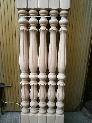 Stair Balusters Graceful Flows Design Carved Wood Spindles Balustrade Staircase • $59.95