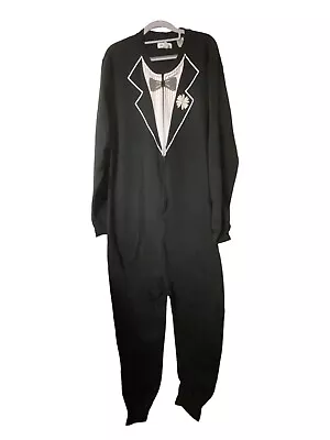 The Rail Unisex Adult Pajamas Tuxedo One Piece Costume Zip Up Sz XL Halloween • £26.59