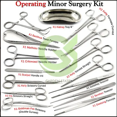 Operating Minor Surgical Instruments Tray Medical Scissors Dressing Forceps Set • $74.81