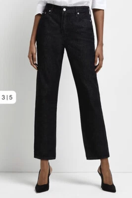£22.99 • Buy River Island RI Studio Black Denim Blair Straight Jeans UK 10R BNWT! RRP £46