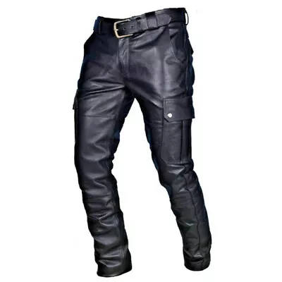 Men Leather Motorcycle Pants Motorbike Riding Outdoor Tour Waterproof Trousers / • $28.49