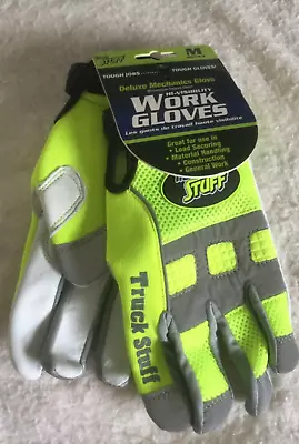 Truck Stuff Split Leather   Hi-Visibility Deluxe Mechanics  Work Gloves SIZE M • $17