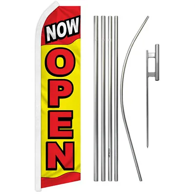 Now Open Swooper Flutter Feather Advertising Flag Kit Open Sign We're Open Rd/Yw • $69.95