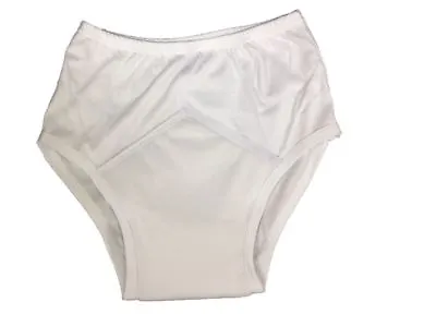 Men's Y Fronts 100%Cotton Incontinence Pants Built In Waterproof Pad White-Black • £12.89