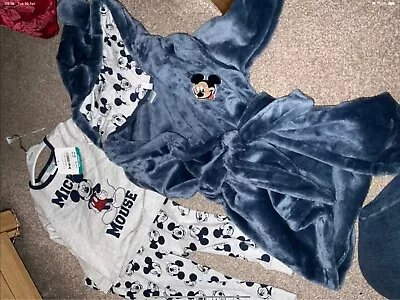 Brand New 3 Piece Pyjama And Dressing Gown Set Mickey Mouse Age 12-18m • £4