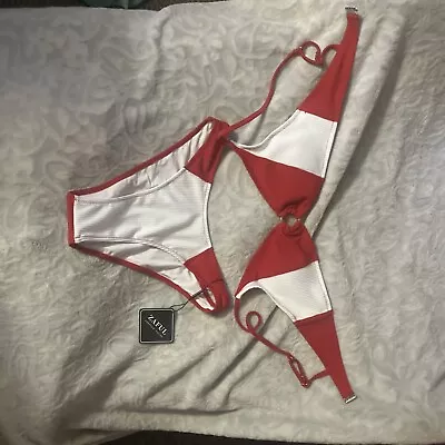 Zaful Red Bikini Size US 4. 2-pc Swimsuit Padded Triangle Top Cheeky NWT • $9.99
