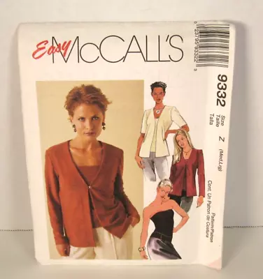 Easy McCall's 9332 Cardigan & Tube Top Misses Med & Lg  (12-18) Pattern Uncut • $7.99