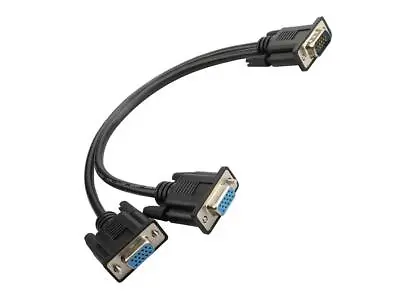 1 PC TO 2 VGA SVGA MONITOR Male To 2 Dual Female Y Adapter Splitter Cable 15 PIN • $5.99