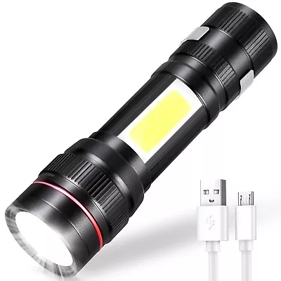 LED Torch Rechargeable 800LM Adjustable Focus Waterproof Flashlight Lamp Light • $8.99