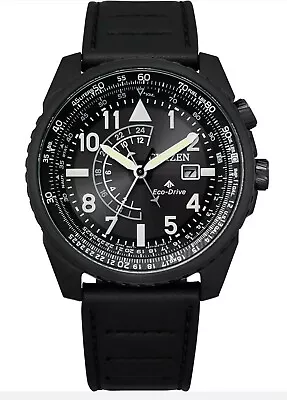 Citizen Eco-Drive Men's Date Indicator Black Leather Band 44mm Watch BJ7135-02E • $240