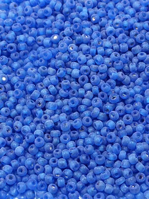 Vintage Glass Seed Beads Italian Transparent Matte Blue 9/0 30 Grams • $6