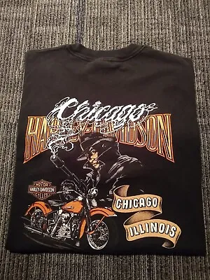 Vintage Harley Davidson Shirt 2003 Men's XL Black Gangster Chicago Biker • $28.99