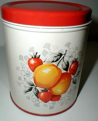 Decoware Deco Ware Strawberry Peach FRUIT Metal Tin Small Tea Canister • $8.99