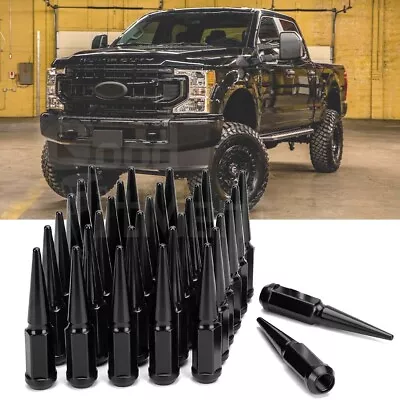 32PCS Black M14x1.5 Spike Lug Nuts For Ford F-250 F-350 Super Duty 4.4  Tall Key • $69.22