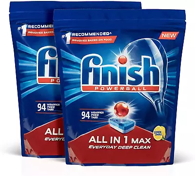$69.99 • Buy Finish Powerball All In 1 Max Dishwasher Tablets Lemon 188 Pack