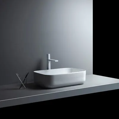 Bathroom Basin Sink Countertop Ceramic Wash Basin Curved Modern 400/500/600mm • £30