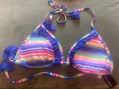 Marie Meili Bikini Bra Top Stripe Triangle Medium Size 12 BNWT • £9.99