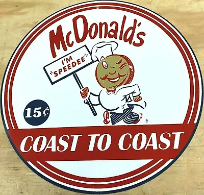 Nostalgic McDonalds Speedee Hamburgers 15¢  Aluminum Metal Sign 12  • $25.99