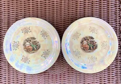 2 Vintage Kahla Germany Porcelain Plate Lusterware Iridescent Women Cherub Tree • $14