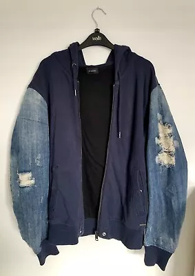 XL Men’s ‘Diesel’ Blue Hoodie With Denim Sleeves - Very Good Condition! • £25